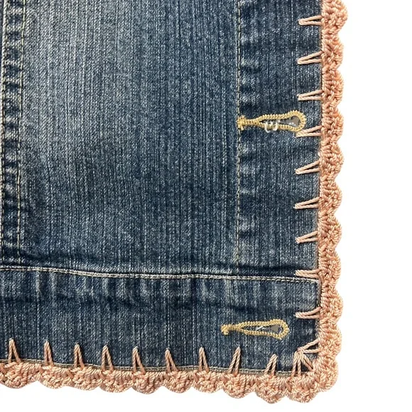 Sharon Young crochet detailed jean jacket denim size large women’s vintage - Picture 3 of 8
